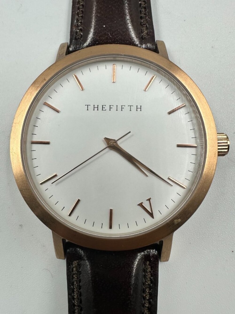 The Fifth Watch Women Rose Gold Tone Brown Band 42MM Dial New Battery 9"